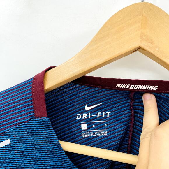 Nike Blue & maroon Striped Athletic tee - Picture 3 of 4